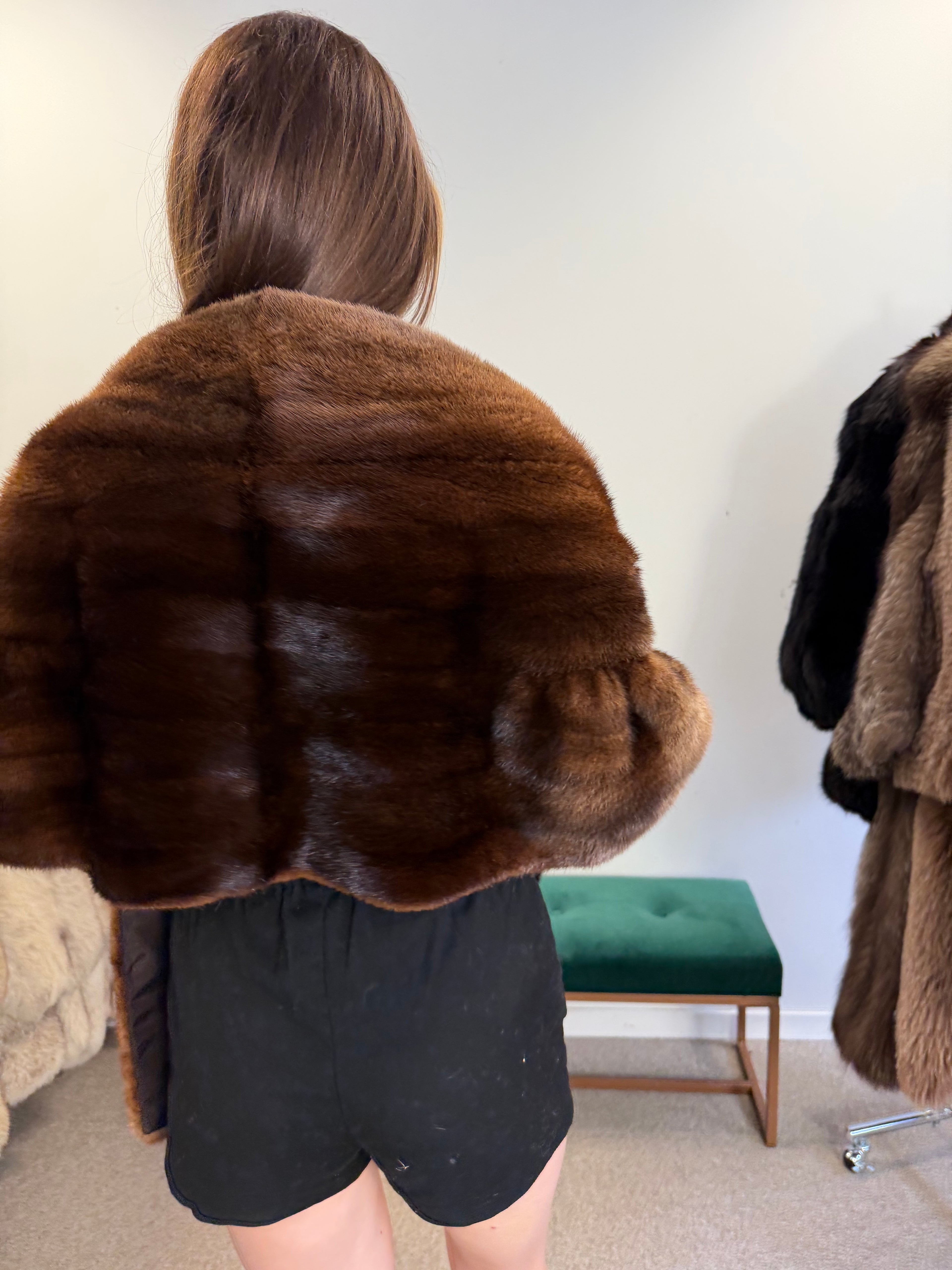 Mink Fur Stole, Whiskey, Luxury 170 cm