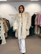 White Nordic Fox Fur Coat, One Size up to 4XL, Open Front