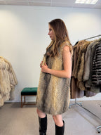 Grey Fox Fur Vest, Small, Fluffy
