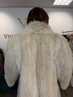 White Nordic Fox Fur Coat, One Size up to 4XL, Open Front