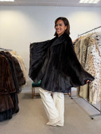 Mink Fur Cape, Black Butterfly, One Size
