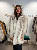 White Blue Fox Fur Coat, Like New, Medium
