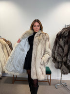 White Nordic Fox Fur Coat, Size XL