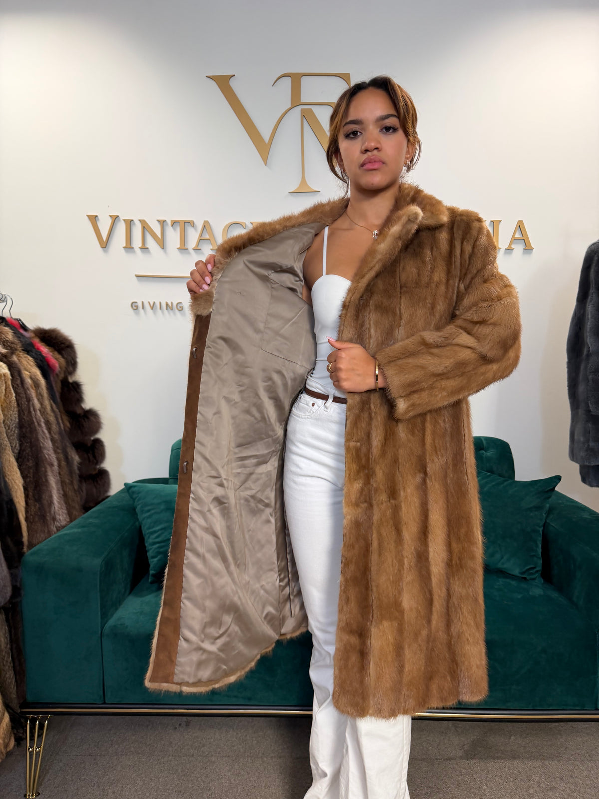 Pastel Mink Fur Coat, Medium