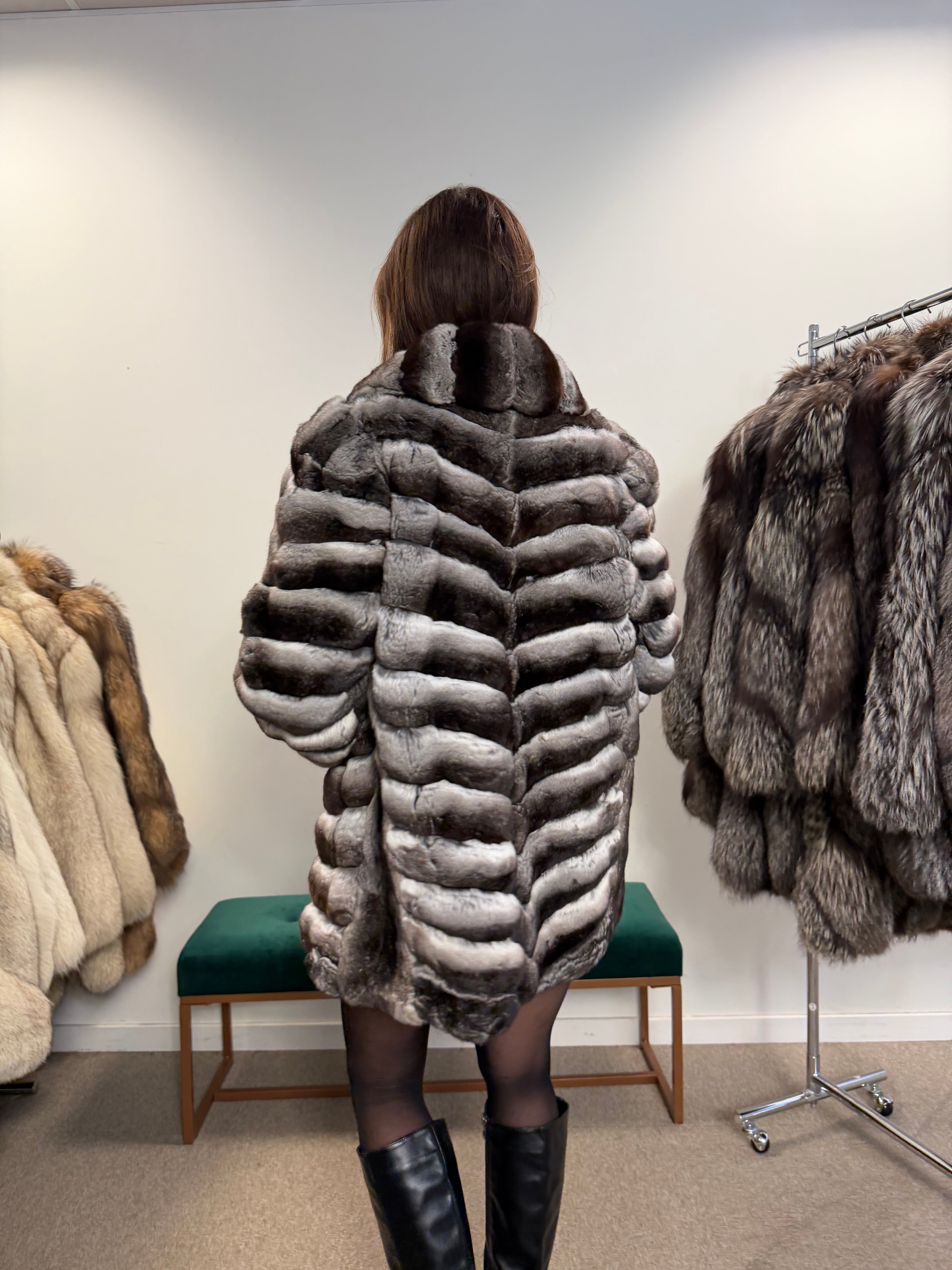 Chinchilla Fur Coat — Large Size, Real Chinchilla Fur