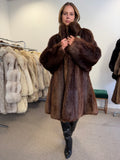 Brown Beaver Fur Coat, XL, Soft and Warm