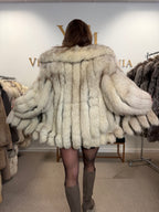 White Fox Fur Coat, Small-Medium, Leather, Outlet