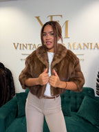 Short Pastel Light Brown Mink Fur Jacket, M/L