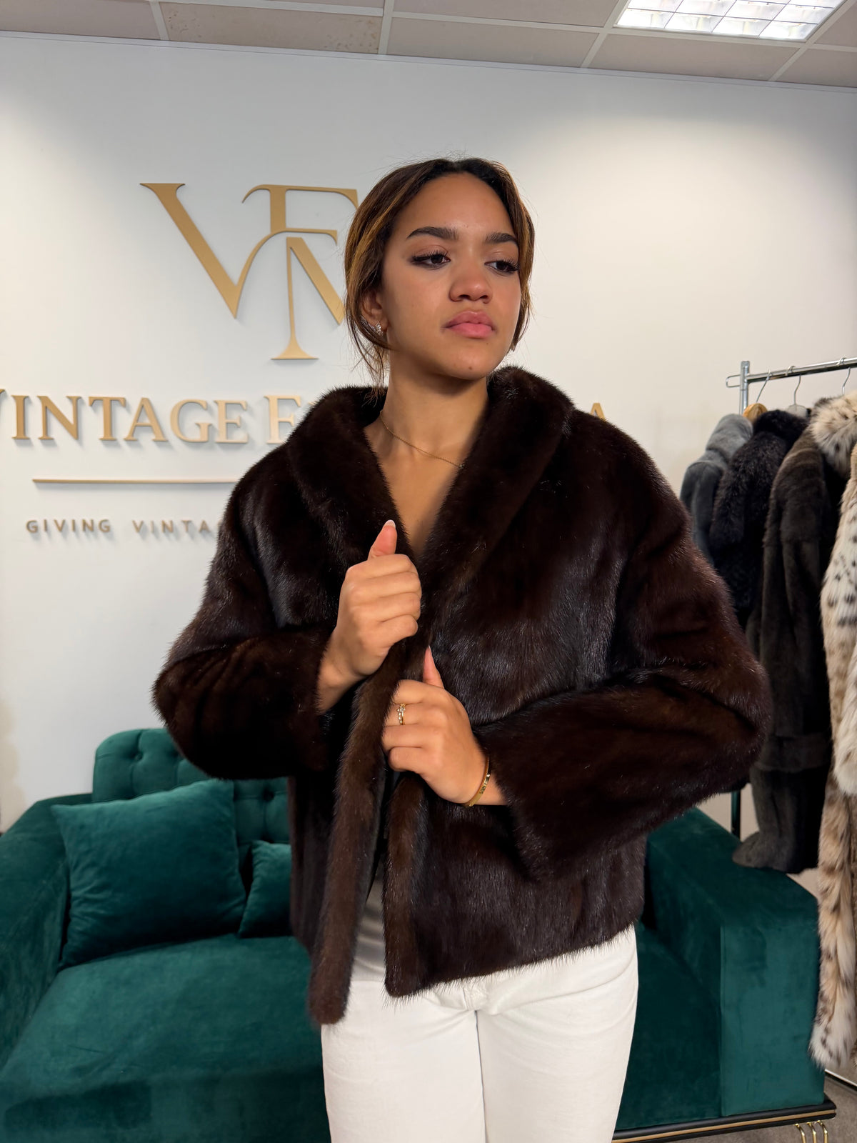 Dark Brown Mink Fur Jacket, Medium, Short