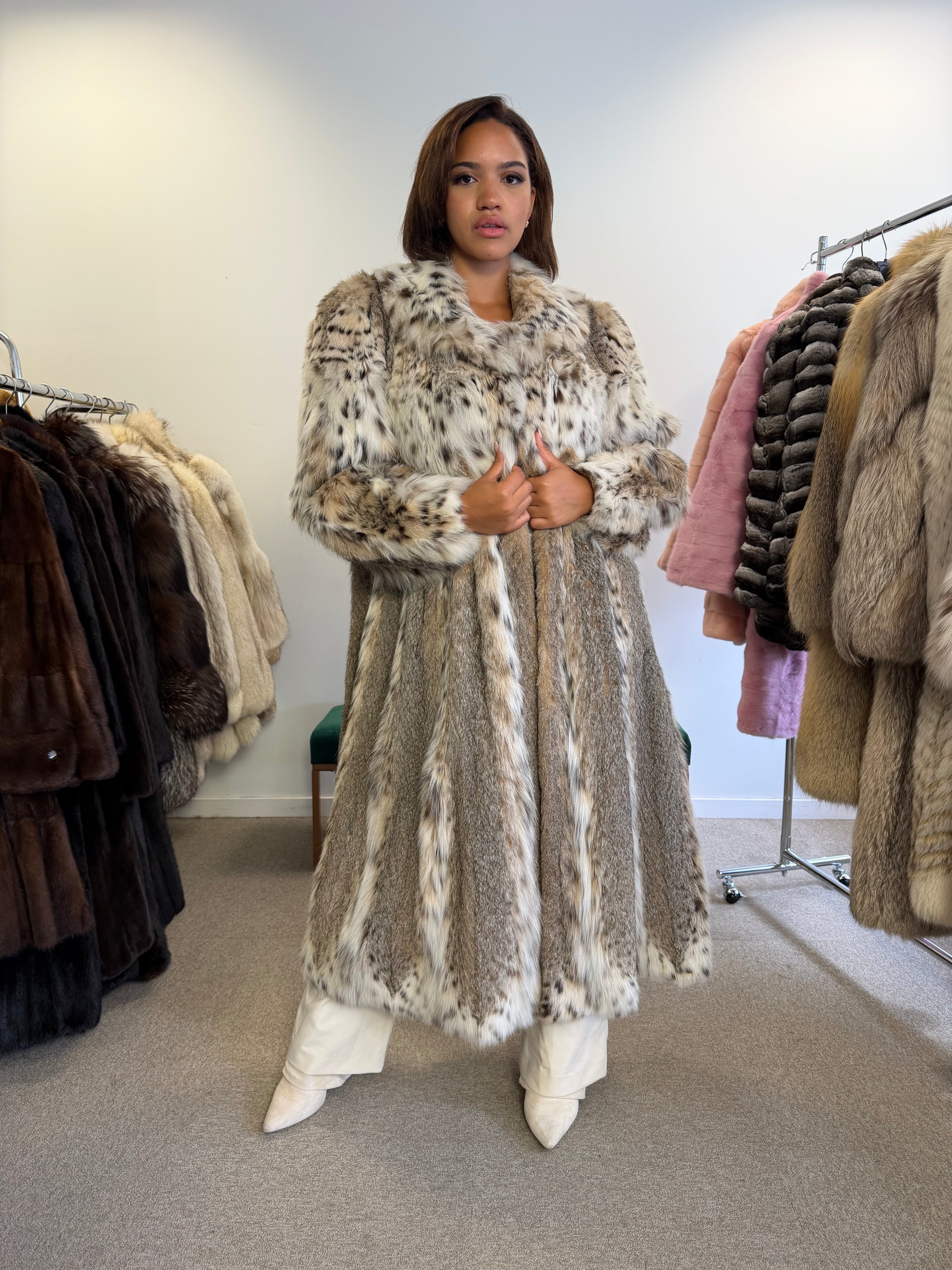 Lynx Fur Coat, Bobcat, XXL