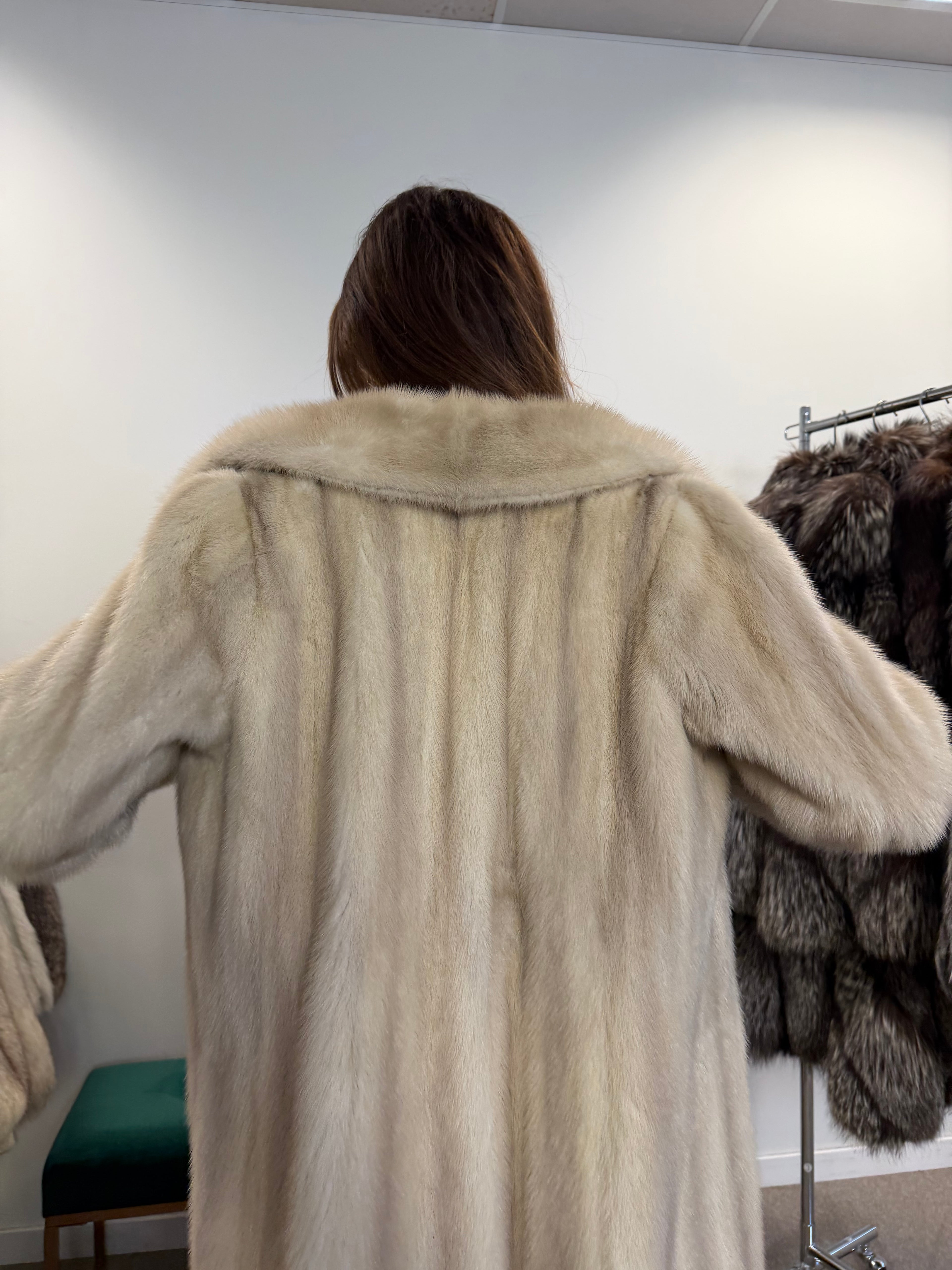 White Mink Real Fur Coat, Size M, Rare Find