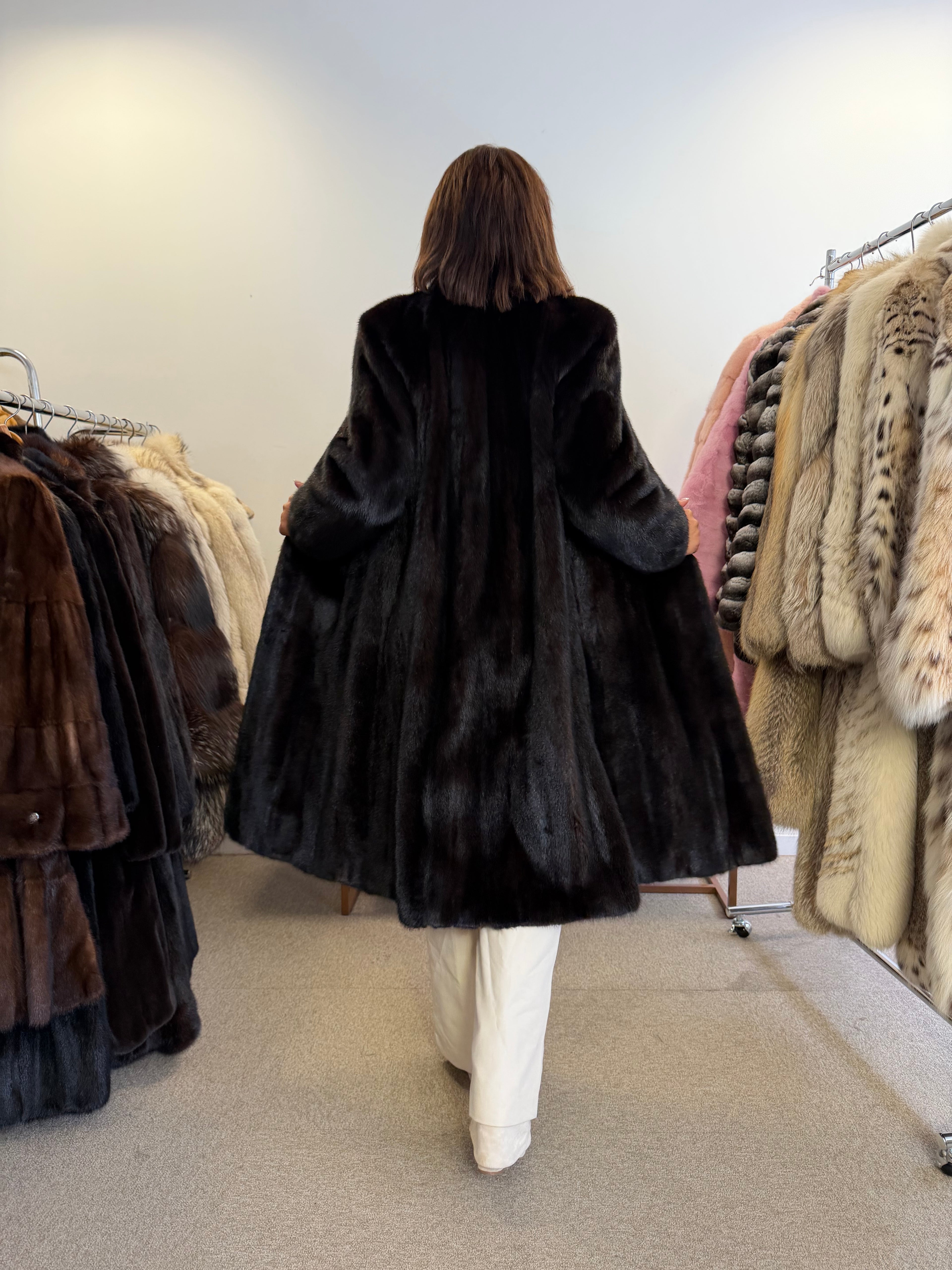 Mink Fur Coat, Dark Brown, Medium