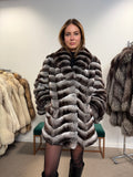 Chinchilla Fur Coat — Large Size, Real Chinchilla Fur