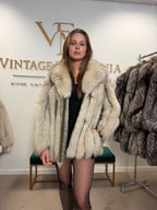 White Fox Fur Coat, Small-Medium, Leather, Outlet