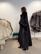 Mink Fur Coat, Black Brown, Full Length, Size XL