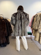 Silver Fox Fur Coat, Bright, Size L