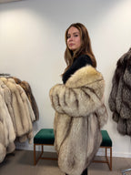 White Nordic Fox Fur Coat, Size L