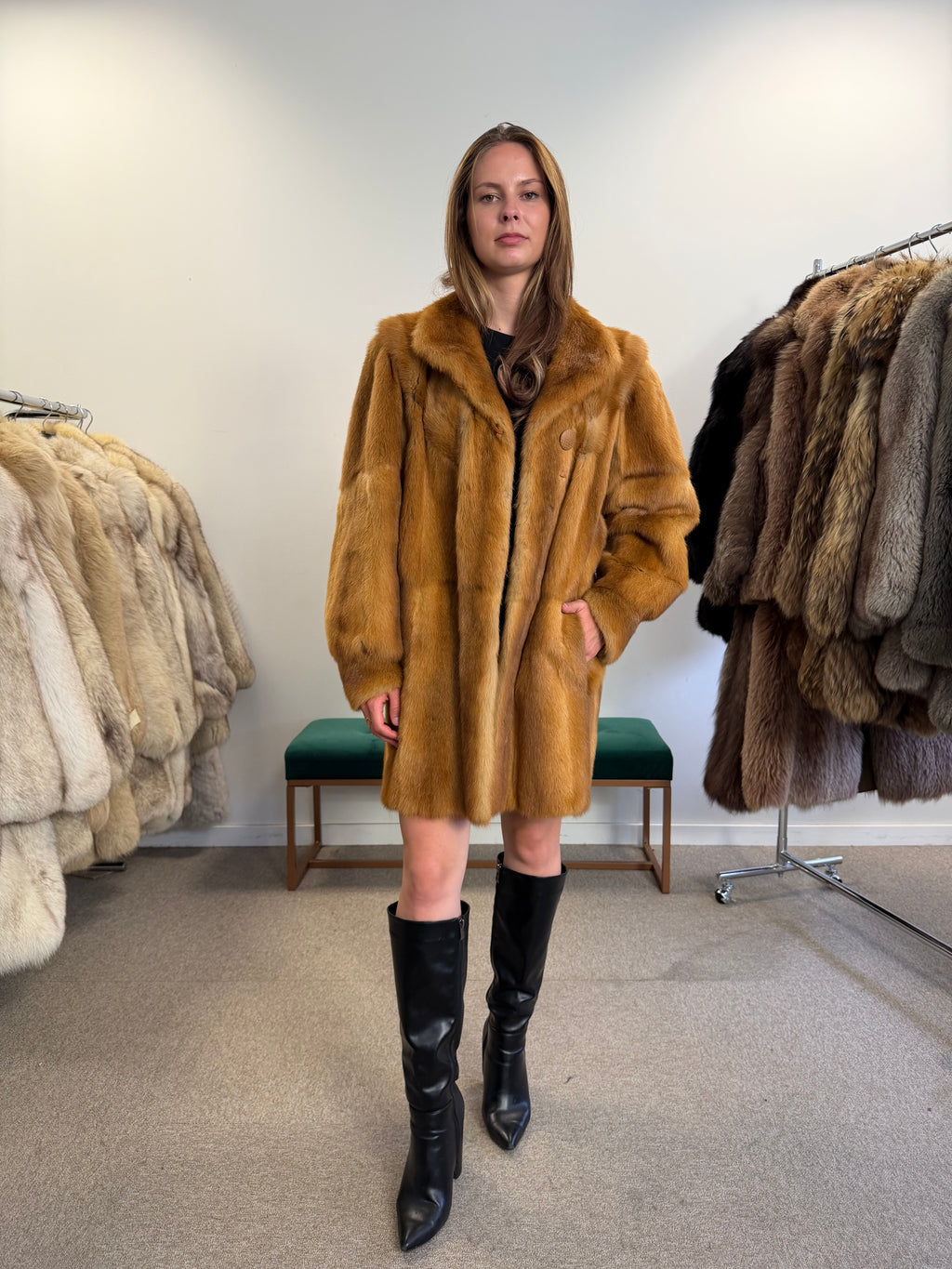 MGolden Mink Fur Jacket, Large, Special Style