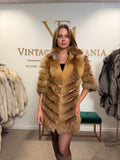 Red Fox Fur Jacket, Small, Trimmed, Short Sleeves