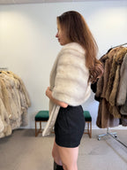 Mink Fur Stole, Grey, High Quality 150 cm