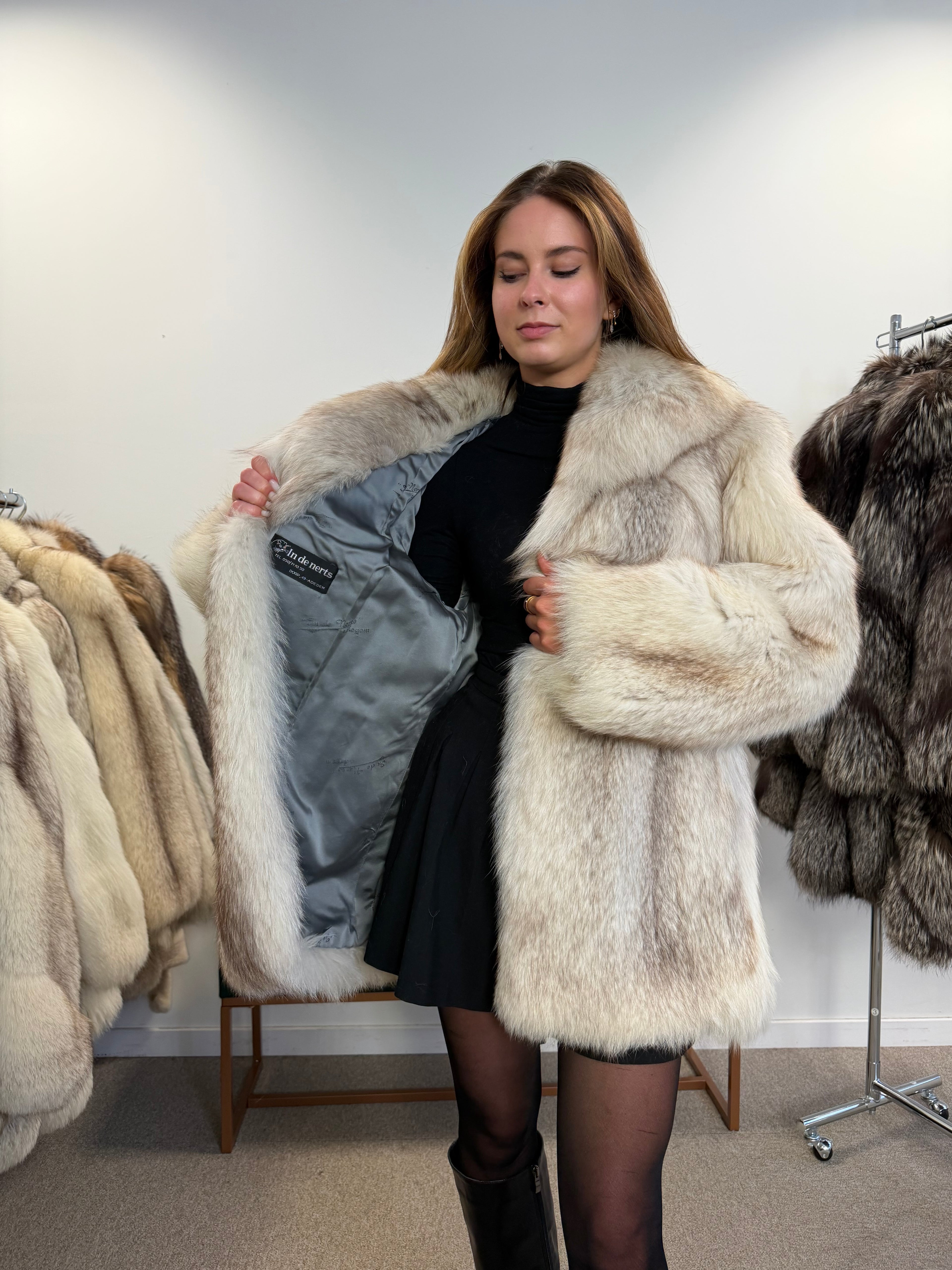 White Fox Fur Jacket, Luxury Quality - M size
