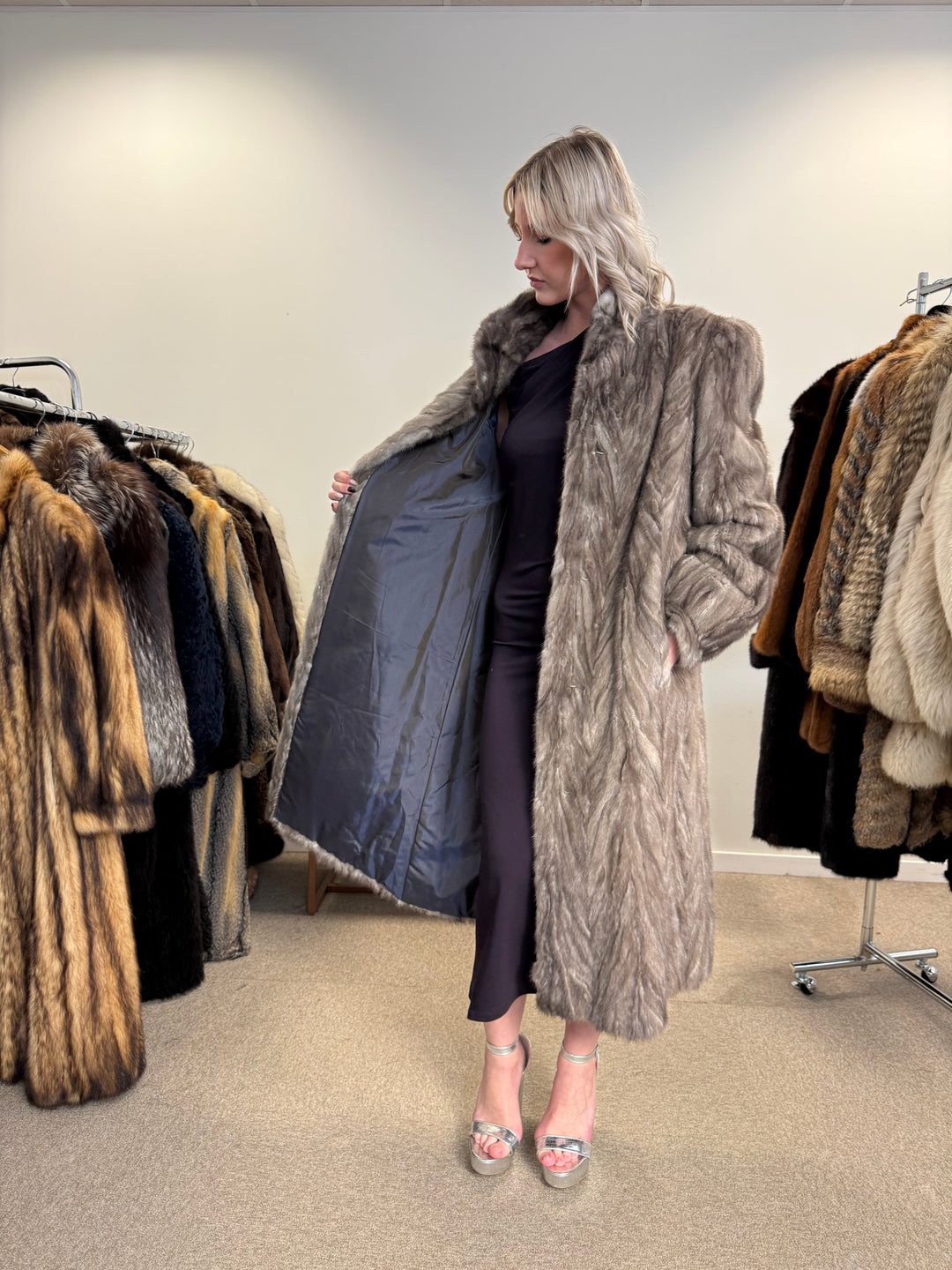 Grey Mink Coat Medium sizes