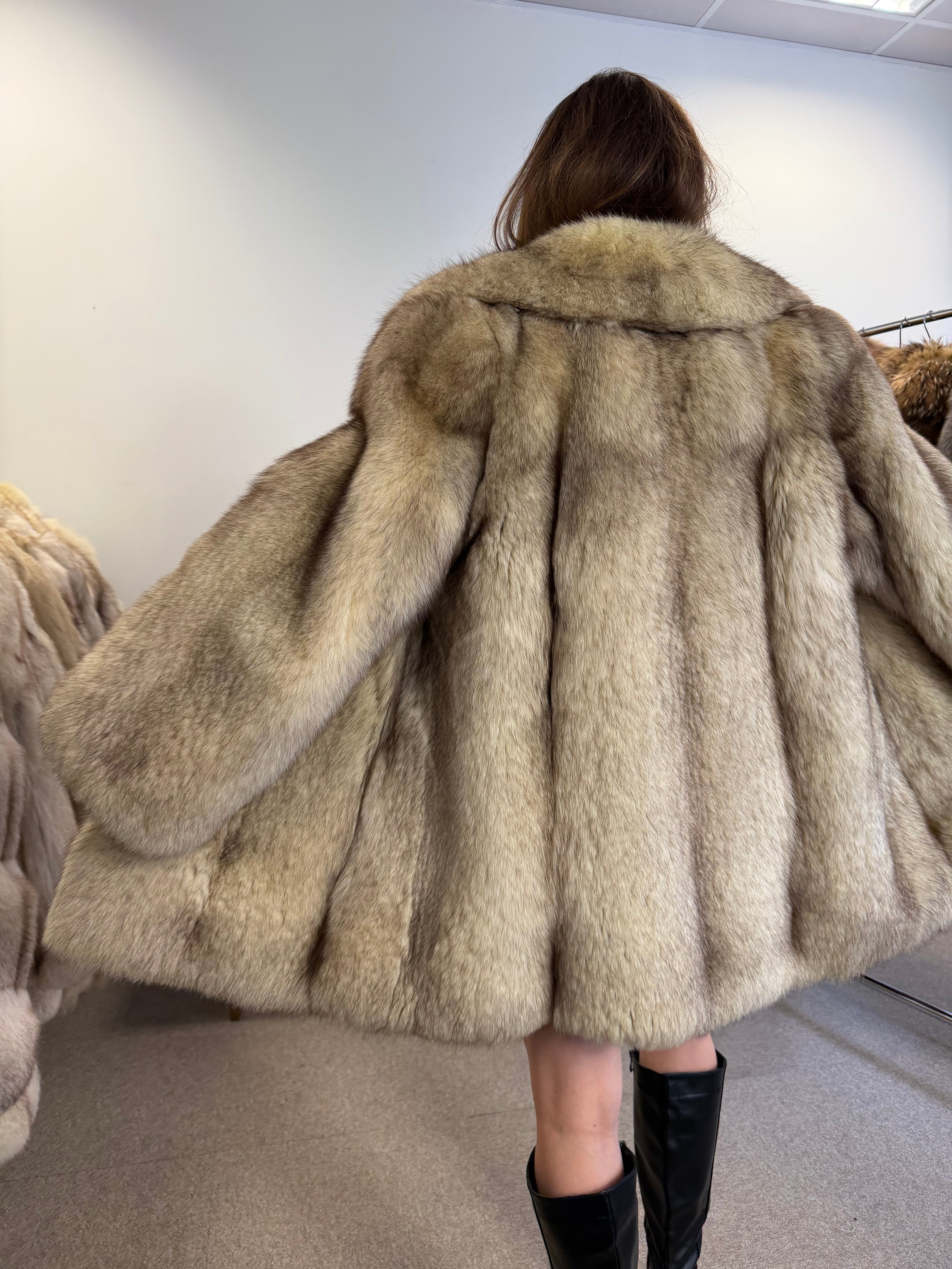 Fox Fur Coat, White Nordic, Size M