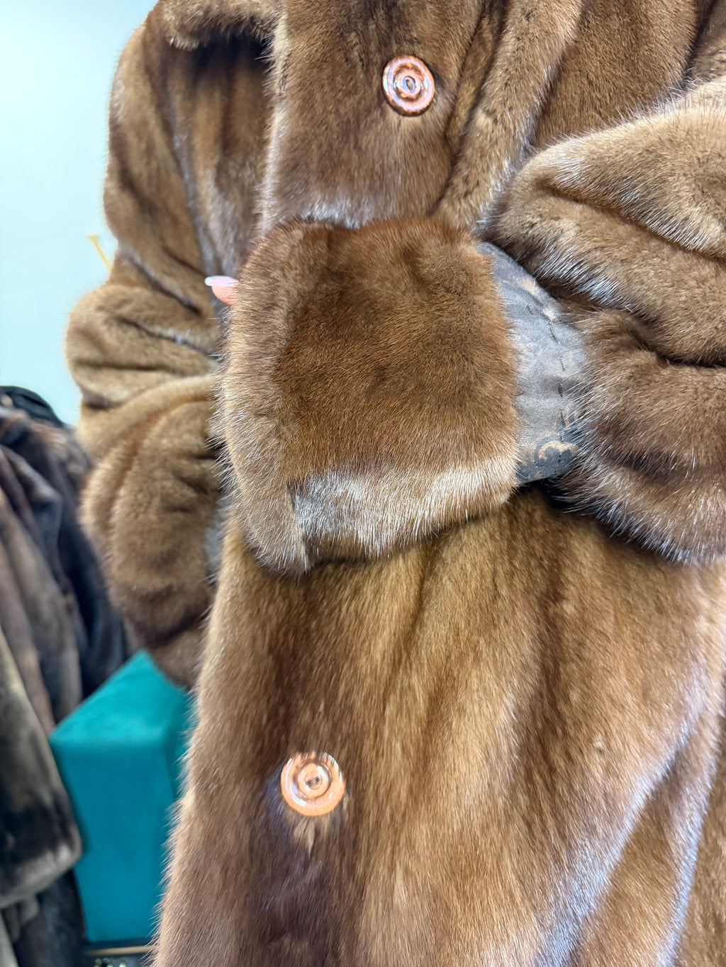 Brown Thick Mink Fur Coat, XL, Flexible