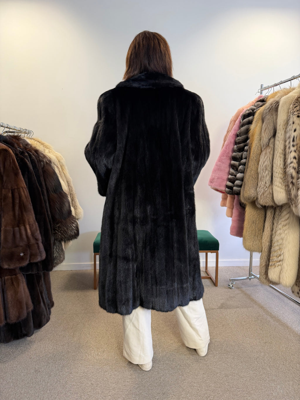 Black Mink Fur Coat, Size M, rare find