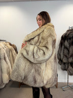White Nordic Fox Fur Coat, Size L