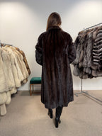 Mink Fur Coat, Dark Brown, Size M