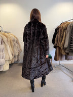 Brown Mink Fur Coat, Pieced, Full Length, Medium