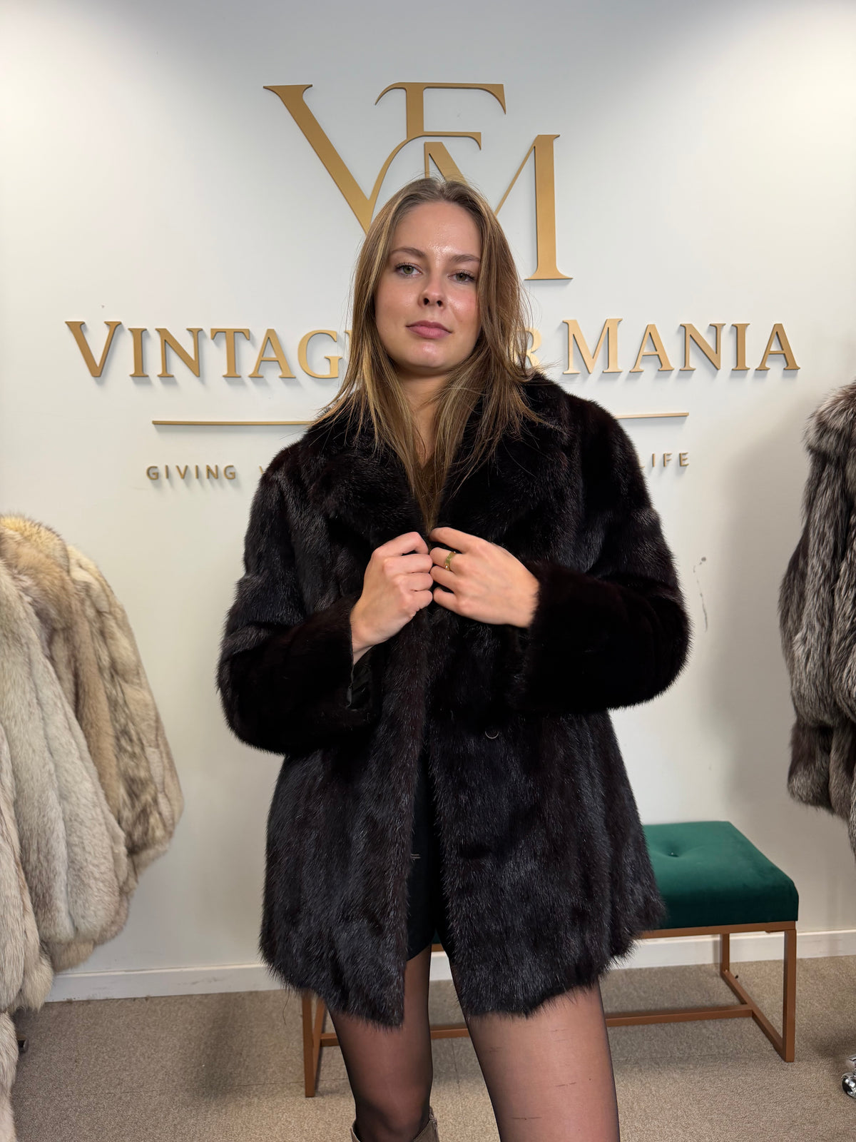 Dark Brown Mink Fur Jacket, Medium