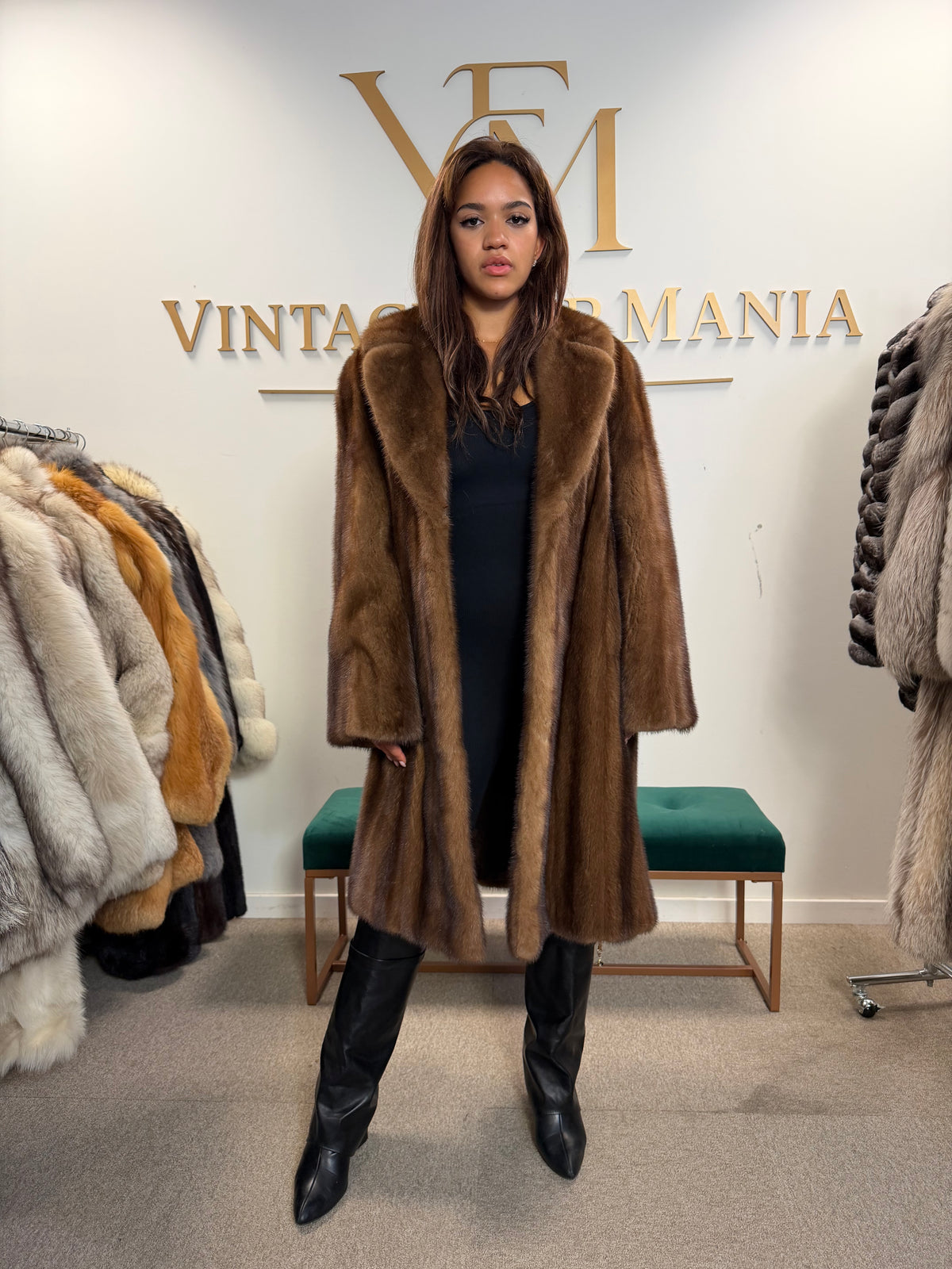 Pastel Brown Mink Fur Coat, Oversized, Fits up to 5XL, Rare