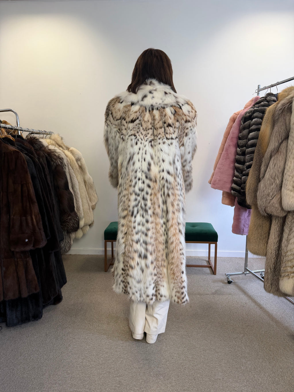 Lynx Fur Coat, Rare Luxury, White reflection, Oversized up tk 3XL