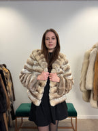 Chinchilla Fur Coat, Light Grey, Hooded, Size M