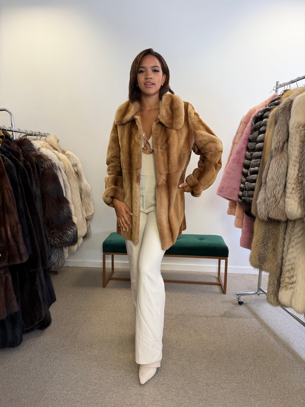 Mink Fur Jacket, Whiskey Sheared, Size M
