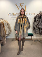 Grey Fox Fur Jacket, Medium, Golden Lining