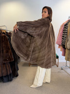 Mink Fur Coat, Brown Sheared Swinger, One Size