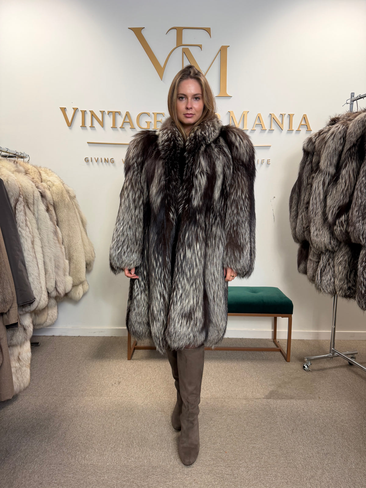 Silver Fox Fur Coat, Large, Ankershoffhem luxury brand