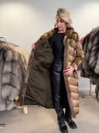 Muskrat Fur Coat, Brown, Full Length, Size S