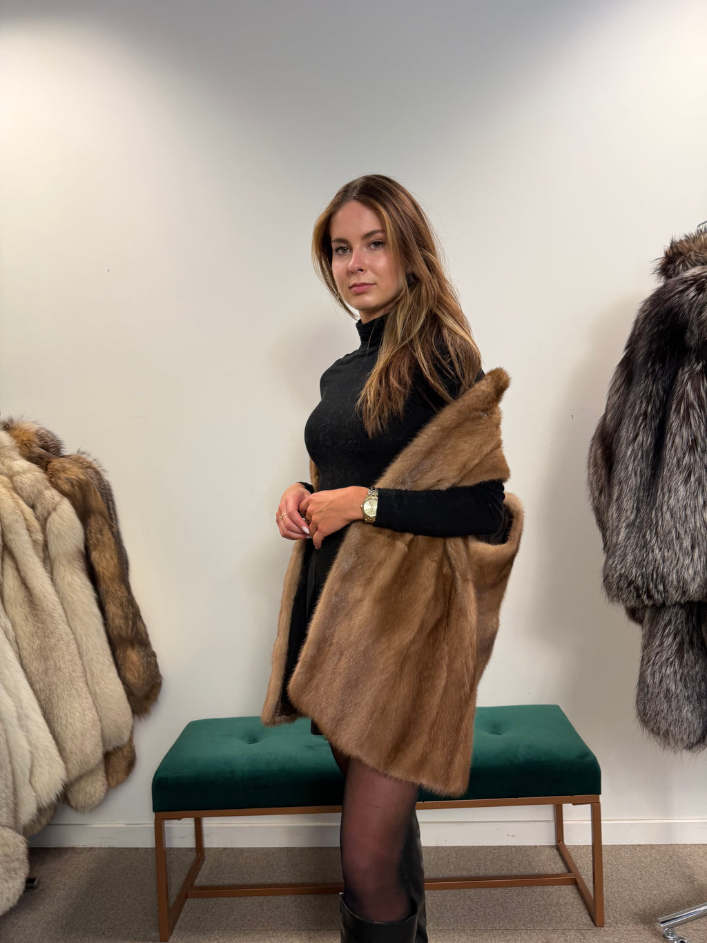 Mink Fur Vest, Pastel, Size M