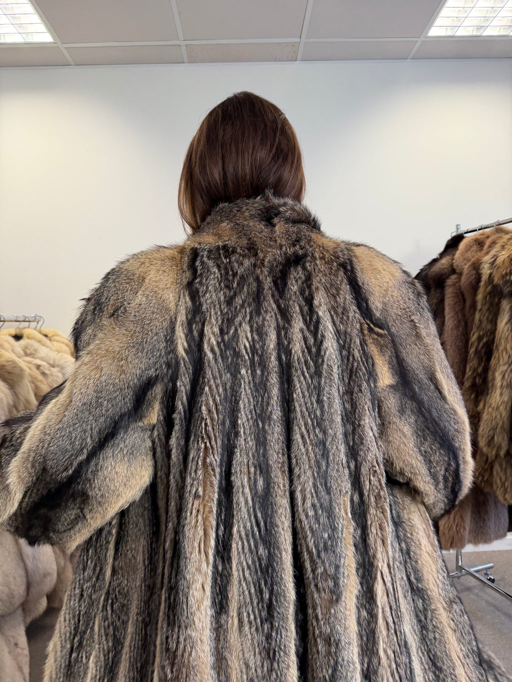 Coyote Fur Coat, Medium, Full Length