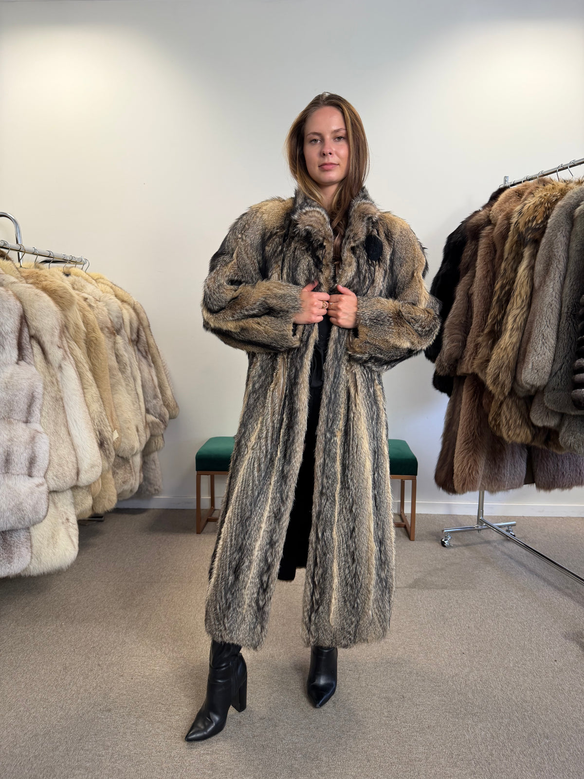 Coyote Fur Coat, Medium, Full Length