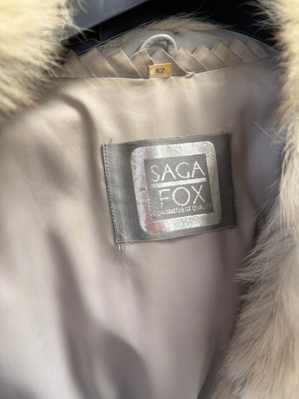 White SAGA Fox Fur Jacket, Medium
