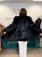 Black Rabbit Fur Coat, Medium