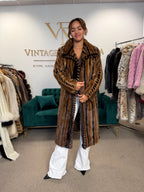 Luxury Pastel Mink Fur Coat, Large, Two-Tone Design