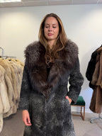 Grey Astrakhan Fur Coat, Silver Fox Collar, Medium, Special Style