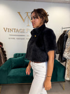 Dark Blue Mink Fur Jacket, M/L, New, Luxury Design