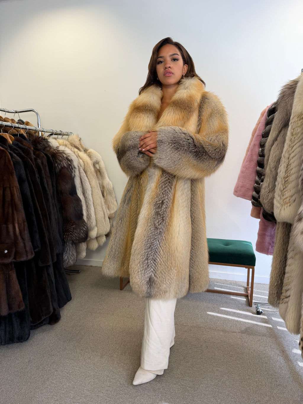 Golden Island Fox Fur Coat, SAGA FOX, luxury XXL